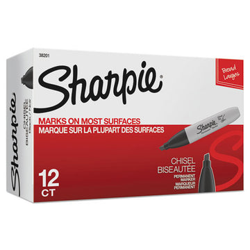 Sharpie® Chisel Tip Permanent Marker, Medium Chisel Tip, Black, Dozen freeshipping - TVN Wholesale